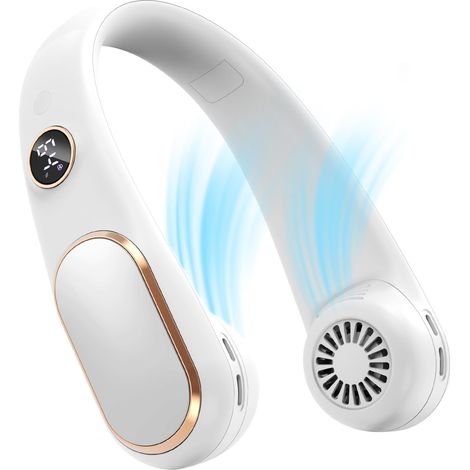 Ventilateur de cou rechargeable à 5 vitesses, ventilateur personnel portable, mains libres, ventilateur portable à piles réglable, design d'écran, ventilateur de refroidissement pour voyage, (1/5)