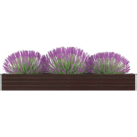 Jardinière de jardin - Balconnière à fleurs Lit surélevé de jardin Acier galvanisé 320x40x45 cm Marron BV612025 - BonneVie (1/5)