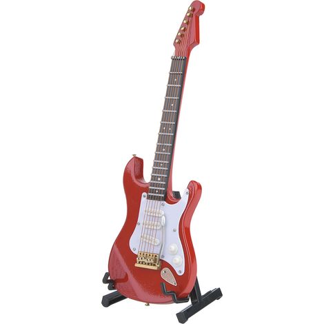 Collection de miniatures de guitares électriques en bois de 18 cm, délicates et ornementales, avec support (rouge) (1/5)