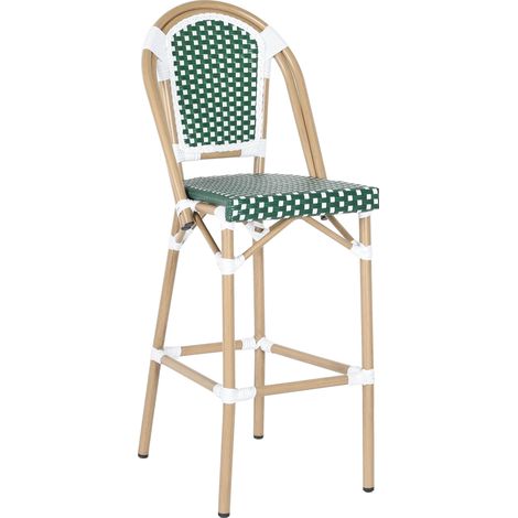 Chaise haute de jardin en alumunium et rotin synthétique blanc et vert (1/5)
