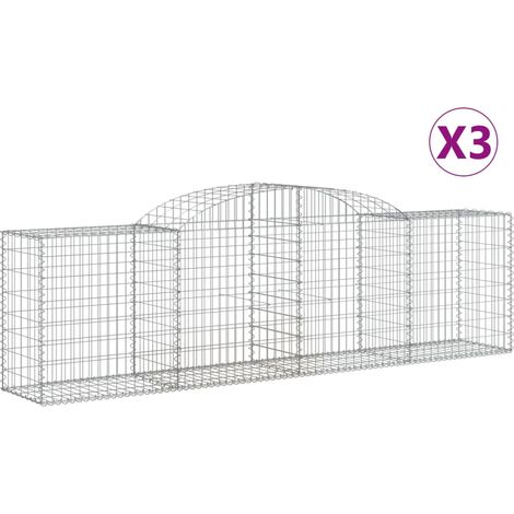 Paniers à gabions arqués 3 pcs  Mur en gabion 300x50x80/100 cm fer galvanisé