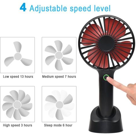 Ventilatore portatile USB di piccole dimensioni, ventilatore estivo portatile ricaricabile di piccole dimensioni (nero) (1/4)