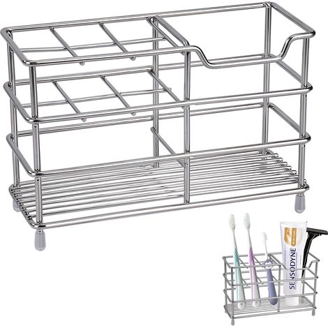 Estante multiusos de acero inoxidable, 7 compartimentos + orificio de drenaje, para baño y cocina. (1/5)