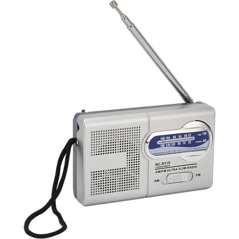Batteriebetriebenes AM/FM-Transistorradio für Notfälle mit Lautsprecher und Kopfhöreranschluss für Reisen, Camping, Geschenk für Eltern (silbergrau)