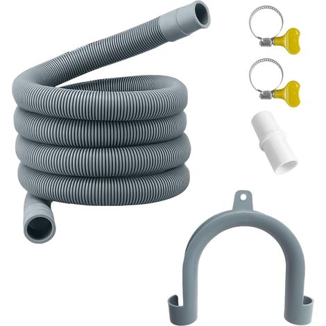 Manguera de desagüe de 200 cm para lavadoras y lavavajillas: flexible, extensible con conectores y abrazaderas de 20/25 mm. Accesorio de repuesto universal de alta calidad. (1/5)