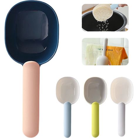 Cuillère à riz multifonctionnelle avec joint - Cuillère doseuse de cuisine en plastique ABS pour la cuisson, accessoire de cuisine, bleu et blanc (20 x 8 x 4 cm) (1/5)
