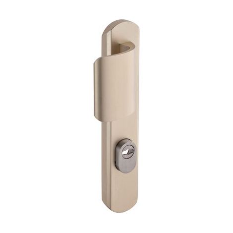 Poignée de porte blindée sur Plaque pour porte Palière, Entraxe 195 mm, Pose Facile, en Aluminium, Protecteur de Cylindre Inox Ajustable de 5 mm, Anodisé Champagne
