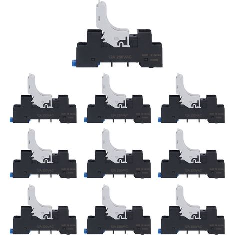 Lot de 10 supports de relais électromagnétiques à 5 trous pour rail DIN, compatibles avec les tours CNC (250 V CA, 12 A). (1/5)