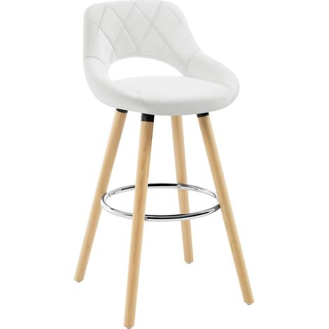 Woltu – Breakfast bar stools with wood legs – Ergonomic backrest for lumbar support – Durable beech wood frame – Modern Scandinavian design – Easy assembly (1/5)