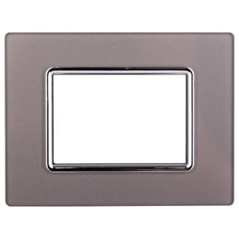 Ettroit Plaque compatible Bticino Livinglight 3 modules en verre couleur argent - LN84306