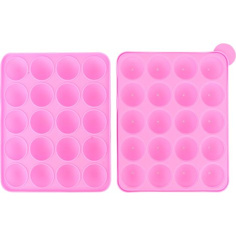 Rosa Silikonform mit 20 Mulden für runde Lutscher (20 Mulden) - Ideal zum Backen und Herstellen von Kuchen und Pralinen. (1/5)