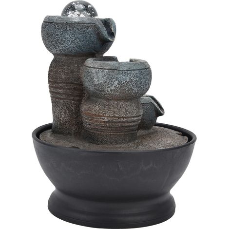 Fontaine d'intérieur de table avec boule lumineuse LED effet cascade, idéale pour la décoration de la maison ou du bureau. Cadeau original. Prise européenne. Alimentation : 220-240 V CA.
