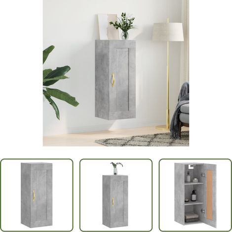 vidaXL Betonfarbe - Wandschrank Betongrau 34,5x34x90 cm Holzwerkstoff (1/5)