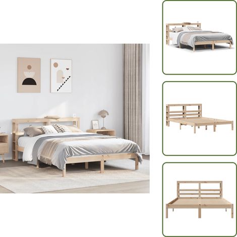 Testiera autoportante - vidaXL Letto senza Materasso 120x190 cm in Legno Massello di Pino - Letto con ripiani