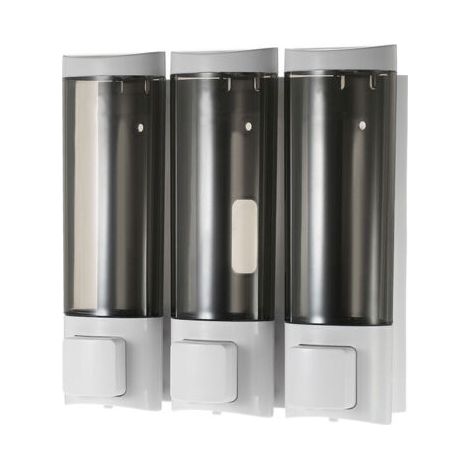 Distributeur de savon manuel en mousse double face Distributeur de savon mural + support 200mlx3 blanc (1/5)