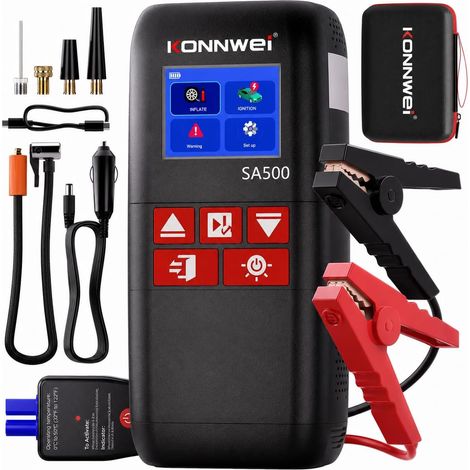 Booster Batterie Voiture avec Gonfleur, 4-en-1 Démarreur Batterie Voiture, Gonfleur Pneus Voiture 150 PSI avec Compresseur à Air Portatif, pour Essence 8L et Diesel 6L, LED SOS (1/5)