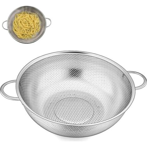 Küchensieb Ø 22 cm, Edelstahlsieb mit Griffen, Siebeinsatz oben, für Gemüse und Obst, Abtropfsieb für Nudeln und Reis, spülmaschinenfest (1/5)