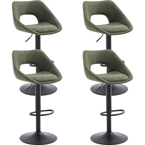 Wahson Tabourets de Bar en Cuir PU, Lot de 4 Chaise de Bar Moderne, Tabouret Comptoir Réglable en Hauteur, Vert (1/5)