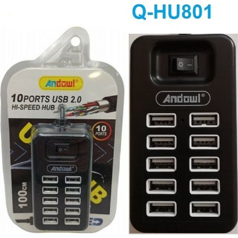 Andowl - Hub Usb 2.0 Alta Velocità Estensore A 10 Porte Usb Computer Cavo 100cm Q-hu801 - (1/5)