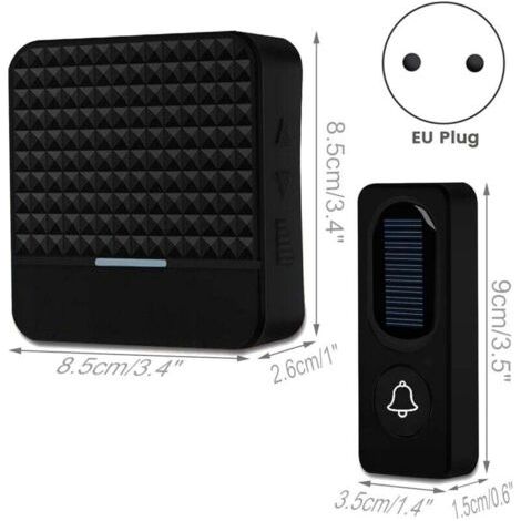 NALOOKAMIC  Solaire Sans Fil Sonnette Étanche IP65 300M Carillon Extérieur Chargeant Prise UE
