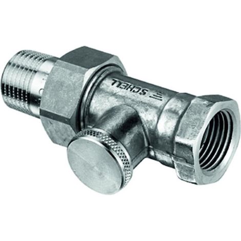 Raccord de radiateur, passage verrouillable, 10 bar, 3/8 pouce, nickel mat