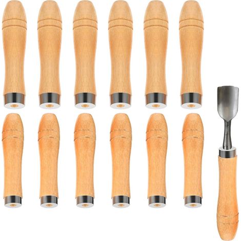 Lot de 12 manches de lime, manche en bois, poignée de lime, manche de lime en bois, poignée d'outils de coupe de lime, poignée en bois avec colliers en métal solides, poignée en bois pour poignée de (1/5)