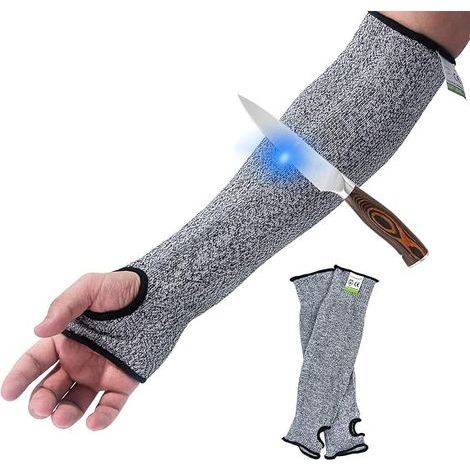 Résistance aux coupures Knit manches protection de niveau5,Slash résistant Sécurité de protection Bras manches avec fente pour pouce Aide à prévenir les égratignures Rayures les irritations de la peau
