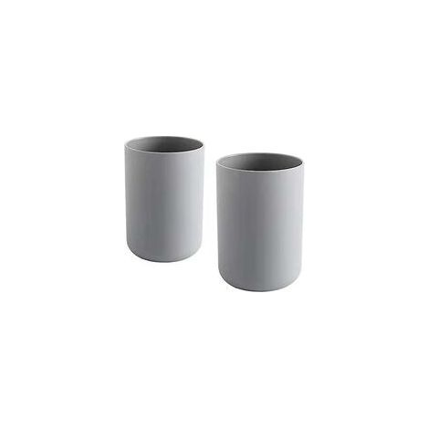 Zahnbürstenbecher 2 Stück, Badezimmer-Zahnbürstenhalter, Becher, Kunststoffbecher 300 ml (grau und grau) (1/4)