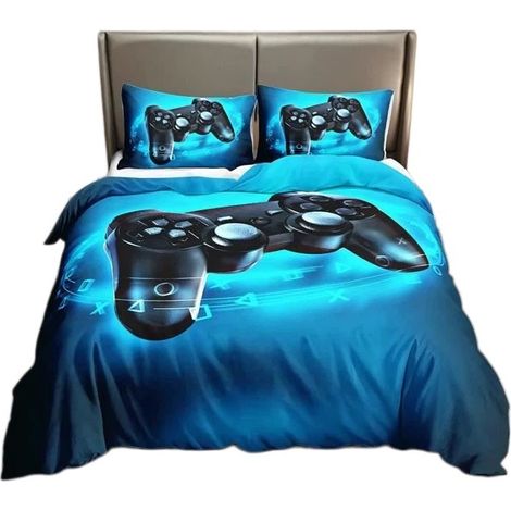 Parure de lit Game 200x200cm, housse de couette avec 2 taies d'oreiller 50x75cm, pour enfants et adultes (1/4)