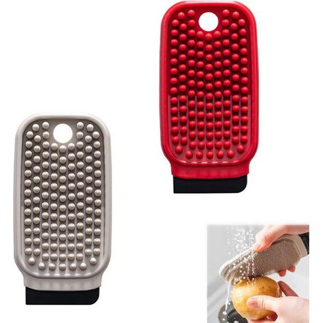 Brosse à légumes (2 pièces), brosse à fruits, accessoire de cuisine, petite brosse de nettoyage, brosse à pommes de terre, idée de bricolage en cuisine, brosse en silicone, brosse de cuisine (1/5)