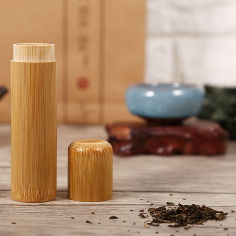 Boîte à thé portable rétro en bambou carbonisé, naturelle et écologique, pouvant également servir de porte-encens. (1/5)