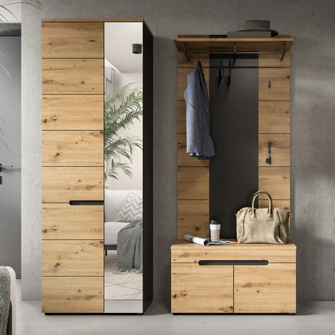Ensemble meuble d'entré de 3 éléments décor naturel - KANUT