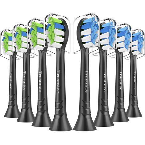 Lot de 8 Têtes de Brosse à Dents Compatible avec Sonicare, Brossettes de Rechange pour Sonicare, Medium (Noir, 1 unité (Lot de 8)) (1/5)