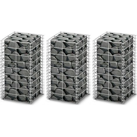 Mur en gabion -  Jeu de panier de gabion 3 pcs Fil galvanisé 25x25x50 cm (1/4)
