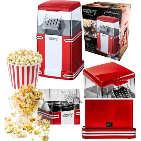 Popcornmaschine, 1200 W Leistung, elegantes Design, Rot, EU (1/5)