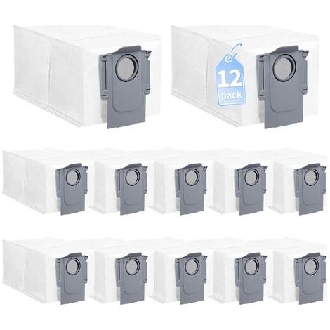 Lot de 12 Sacs à Poussière pour Roborock Aspirateur S7/S7 Plus/S7 MaxV Ultra / Q7+/Q7 Max+/Q5/Kit d'accessoires de Rechange Jetables pour Aspirateur (1/5)