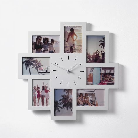 Portafotos de pared con reloj en MDF Gian (1/2)