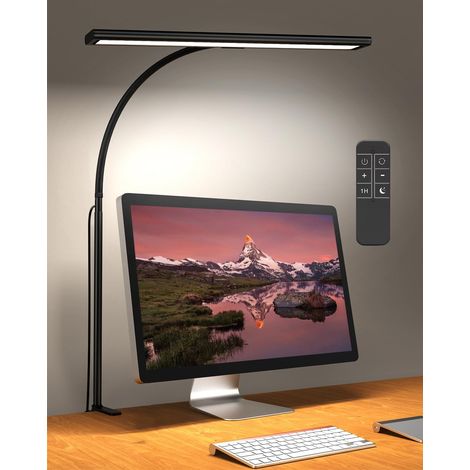 LED Lampe de Bureau avec Télécommande, Lampe de Table Plus Lumineuse Lampe de Lecture Flexible à 360° avec Adaptateur USB pour le Travail, l'étude ou la Lecture-70CM (1/5)