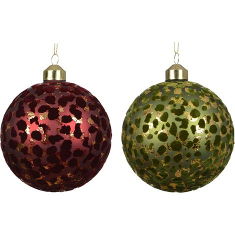 pallina di natale in vetro opaca floccata D 10 cm colori modello assortito Peraga Christmas