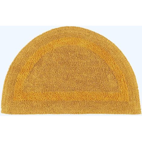 HOMESCAPES Tapis de bain demi-lune en coton, 50 x 80 cm – Jaune moutarde