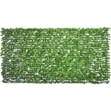 Haie artificielle brise-vue, résistante aux UV, avec maille feuillue, clôture de haie, 300 x 150 cm, verte. (1/5)
