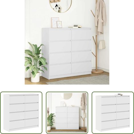 vidaXL Meuble de rangement -  Buffet blanc 100x35x99 cm bois d'ingénierie (1/5)