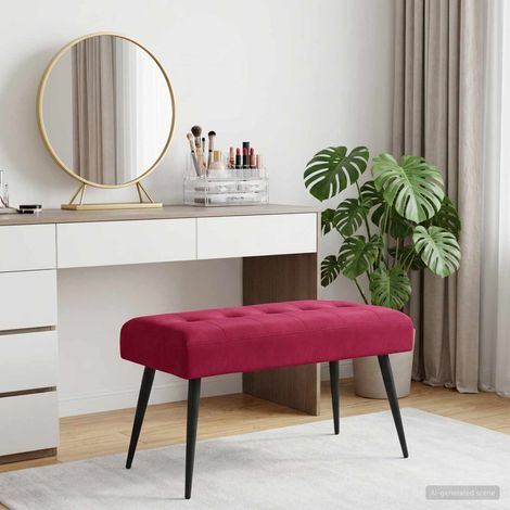 Panchina con bottoni imbottiti Rosso Vino 80 x 40 x 46 cm vidaXL