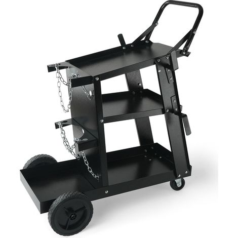 Chariot de Soudage 3 Étages, Capacité 181,4 kg, Roues Pivotantes 360°, Chaînes de Sécurité pour Bouteille, pour Postes MIG, TIG, ARC, MMA et Découpeur Plasma (1/5)