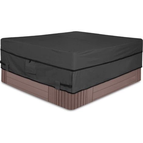 Bain à Remous Housse de Protection Coupe Vent,Couverture Spa Exterieur Imperméables,Bache Bain à Remous avec des aérations et des boucles (193 x193 x 51 cm)