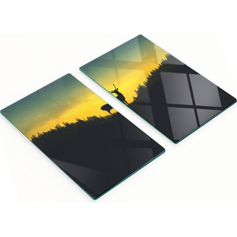 Tablas de cortar decorativas de cristal para cocina con estampado de ciervos, 2 x 30 x 52 cm.