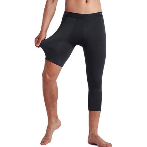 Collants de compression 3/4 pour homme - Leggings sportifs respirants pour running et fitness (1/5)