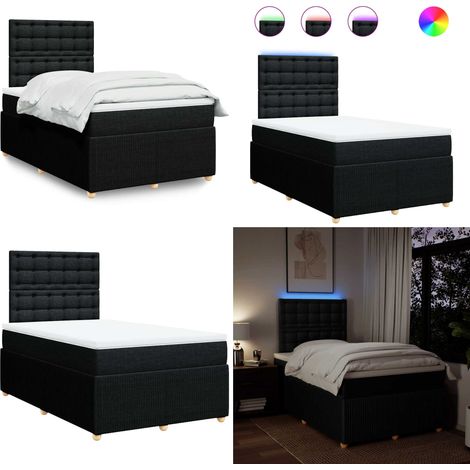 vidaXL Sommier à lattes de lit avec matelas Noir 120x200 cm Tissu (1/5)