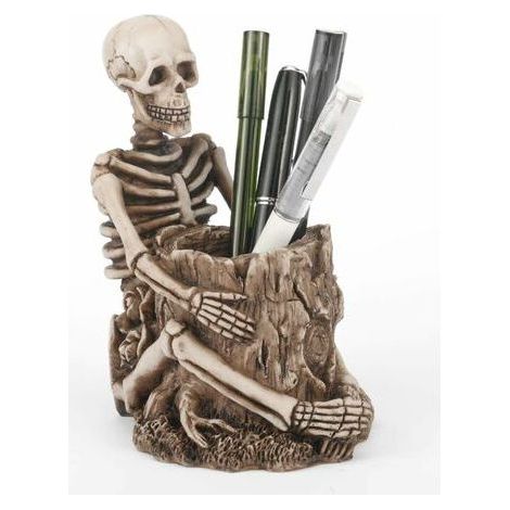 BUNTHAUS Porte-stylo tête de mort crâne Papeterie Porte-Crayons Porte-pinceau de maquillage Titulaire Organisateur de Stockage de Bureau décoration Boîte De Conteneur de Rangement porte-clés Squelette (1/5)