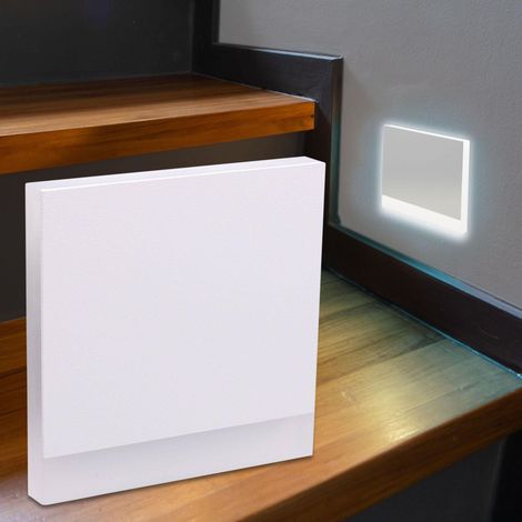 LED Treppenleuchte eckig weiß - Lichtfarbe: Kaltweiß 1,5W - Lichtaustritt: Orbis (1/5)